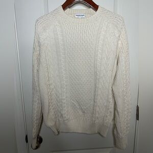 America Trench - Cotton Fisherman Crewneck Sweater - Natural - Small